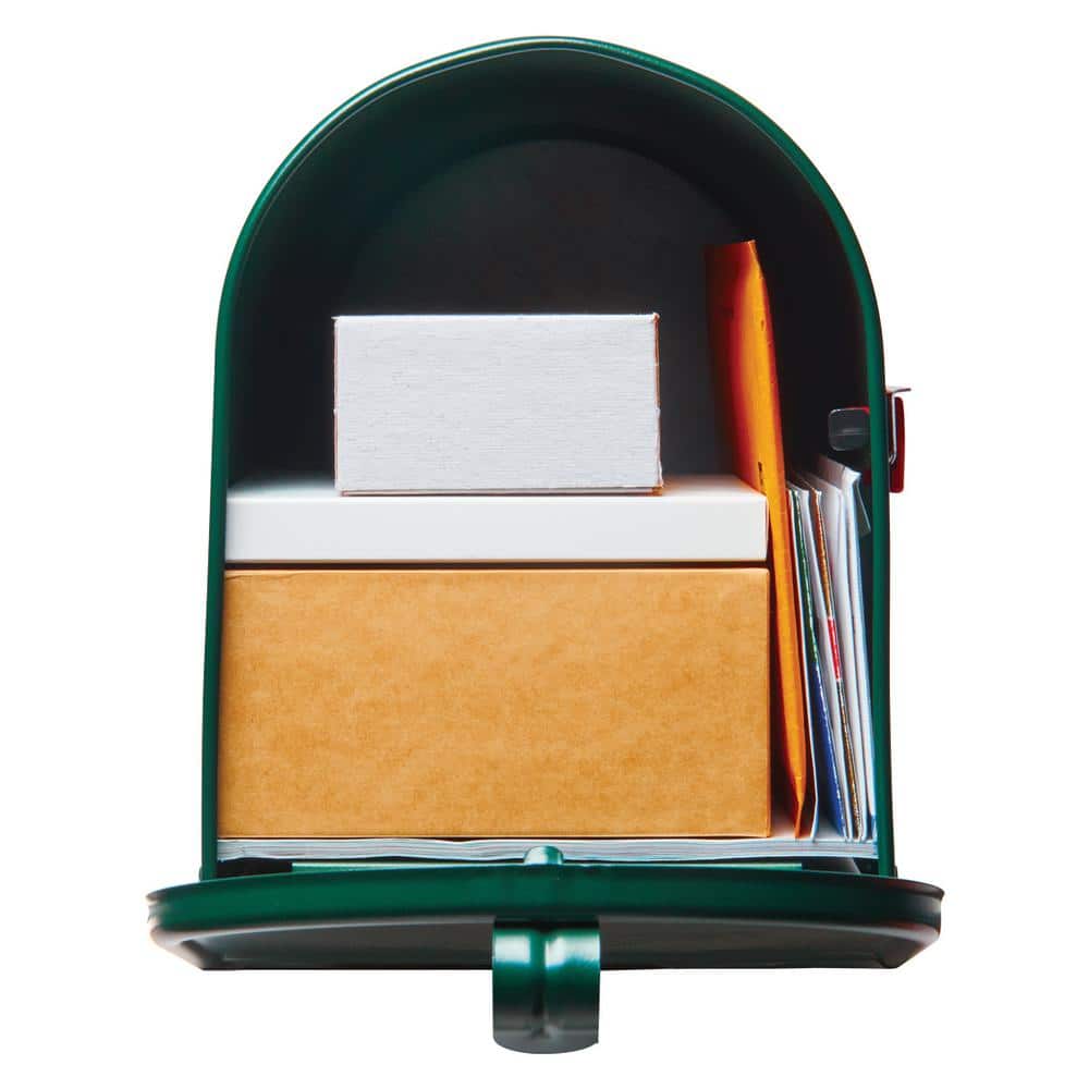 Elite Large Green Powder Coated Steel Post Mount Mailbox