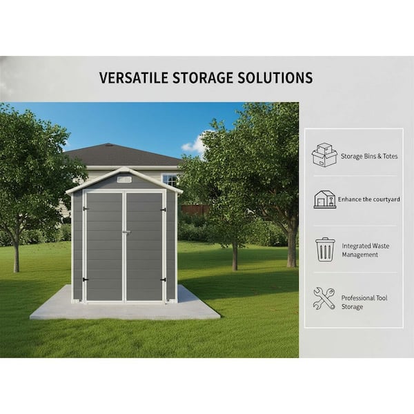 Zeus & Ruta 6 ft. W x 4 ft. Gray Outdoor Plastic Resin Storage