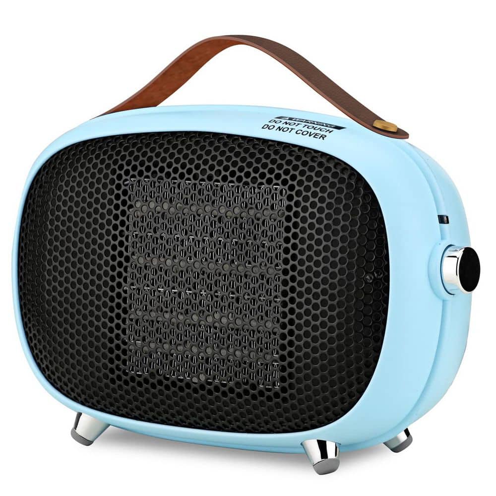 800W Sky Blue Indoor Electric Ceramic Space Heater Portable Quiet