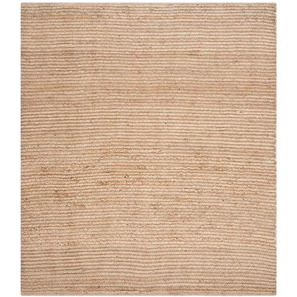 SAFAVIEH Cape Cod Natural 4 ft. x 4 ft. Square Striped Solid Color Area ...