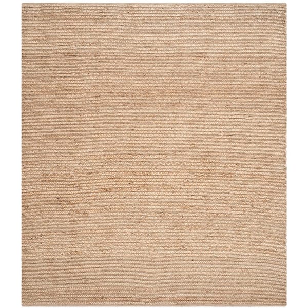 SAFAVIEH Cape Cod Natural 4 ft. x 4 ft. Square Striped Solid Color Area Rug