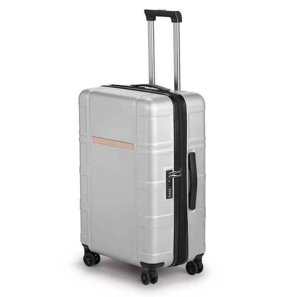 Karl home 1-Piece Silver 24 in. ABS&PC with TSA Lock Expandable Spinner Carry on Hardshell Lightweight Luggage Set