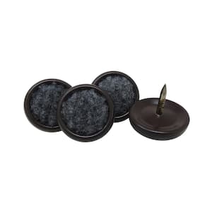 1 in. Brown Round Metal Nail-On Furniture Glides with Carpet Base for Floor Protection (4-Pack)