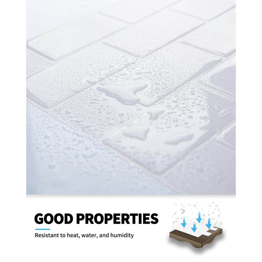Bright White 12x12 Self-Adhesive Vinyl Subway Backsplash Tiles, 10-Pack