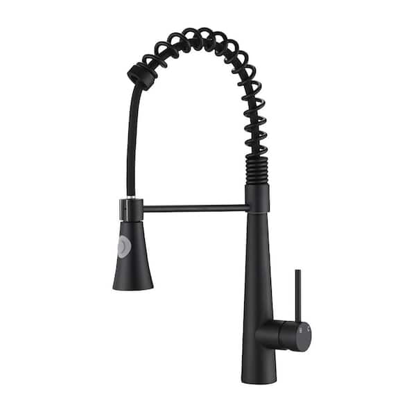 Unbranded Single Handle Commercial Style Pull Down Sprayer Kitchen Faucet with Magnetic Docking Spray Head in Matte Black