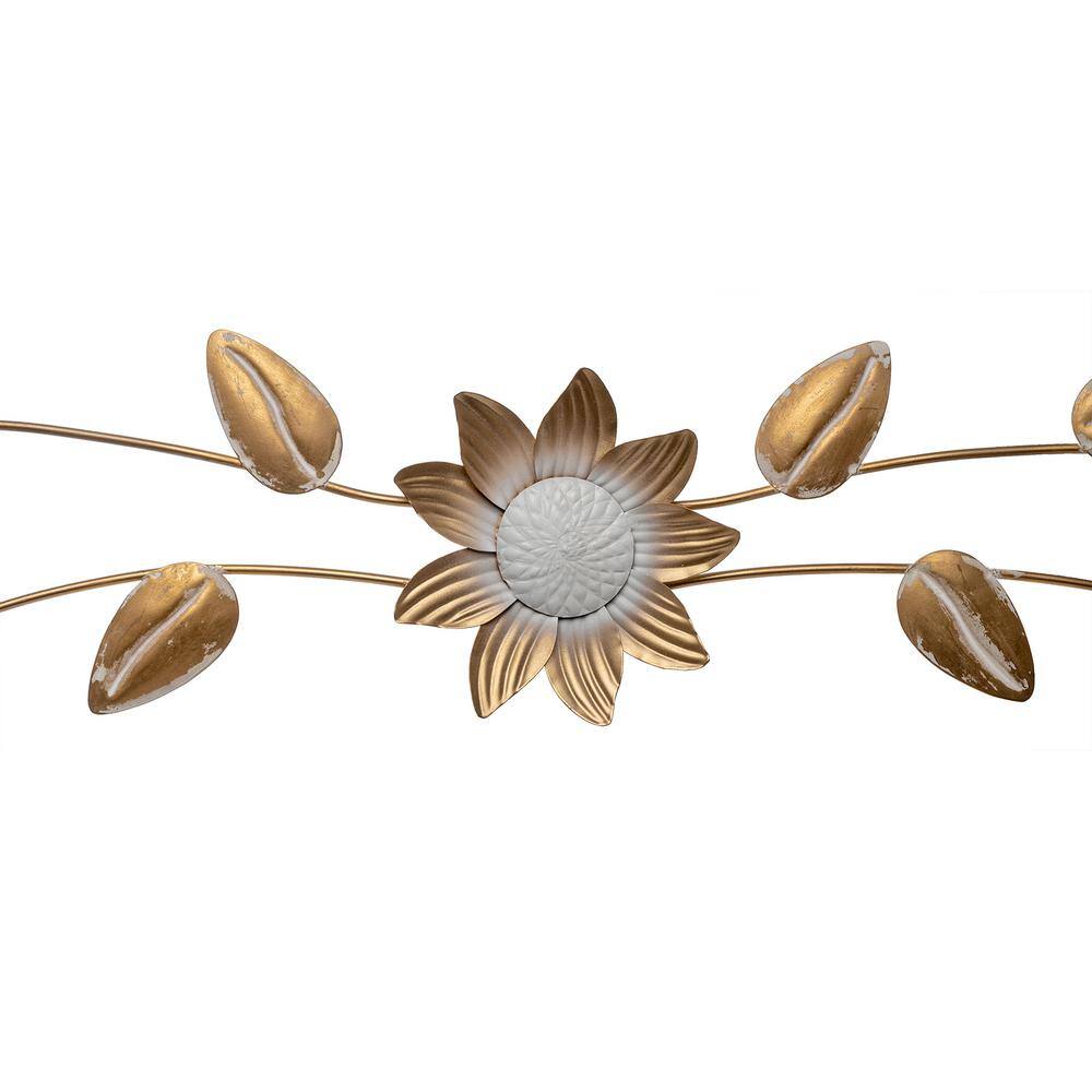 Keyes Gold and White Floral Metal Wall Art, 39.5 in