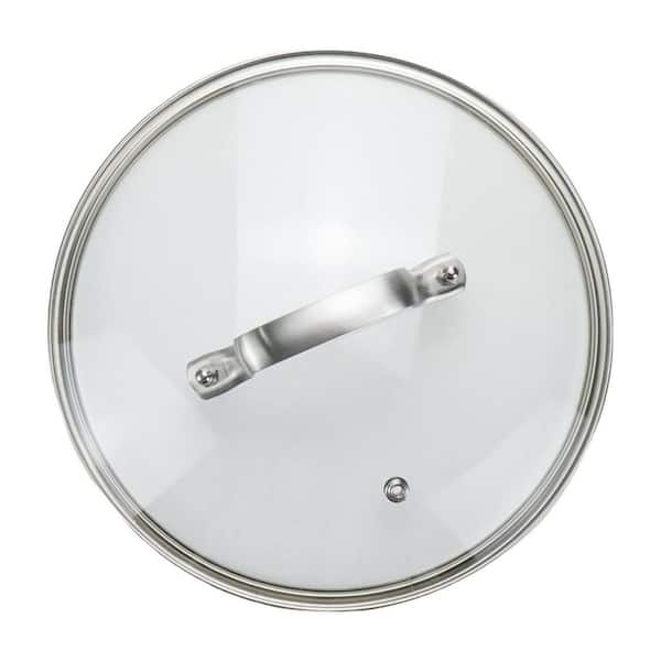 Matte Silver Tempered Glass Stainless Steel Handle High Temp Resistant Clear Lid with Air Port 1-Piece Set