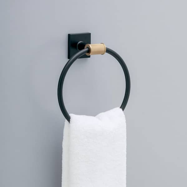 Averland Wall Mounted Round Closed Towel Ring Bath Hardware Accessory in Matte Black and Champagne Bronze