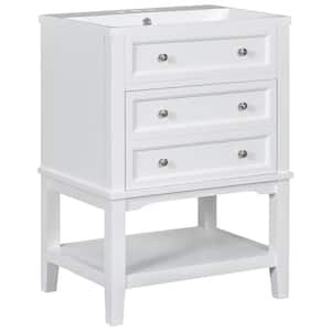 24 in. W x 18 in. D x 34.2 n. H One Sinks Bath Vanity in White with White Ceramic Top
