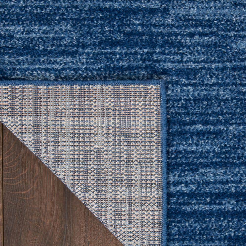 Navy Blue Solid Synthetic Indoor/Outdoor 2'2" x 7'6" Area Rug