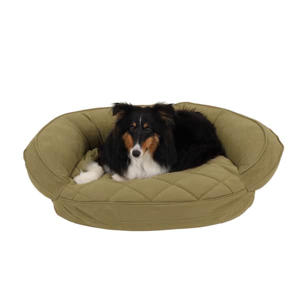 Carolina Pet Company Small Sage Microfiber Quilted Bolster Bed with Moister Protection