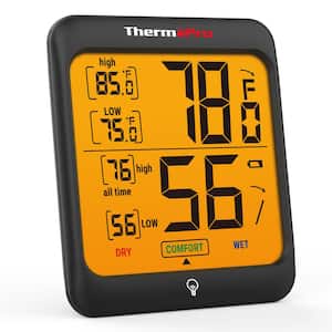 TP53W Black Hygrometer Thermometer Humidity Gauge