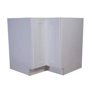Brookings Plywood Assembled Shaker 36x34.5x24 in. 2-Door Lazy Susan Corner Kitchen Cabinet in White