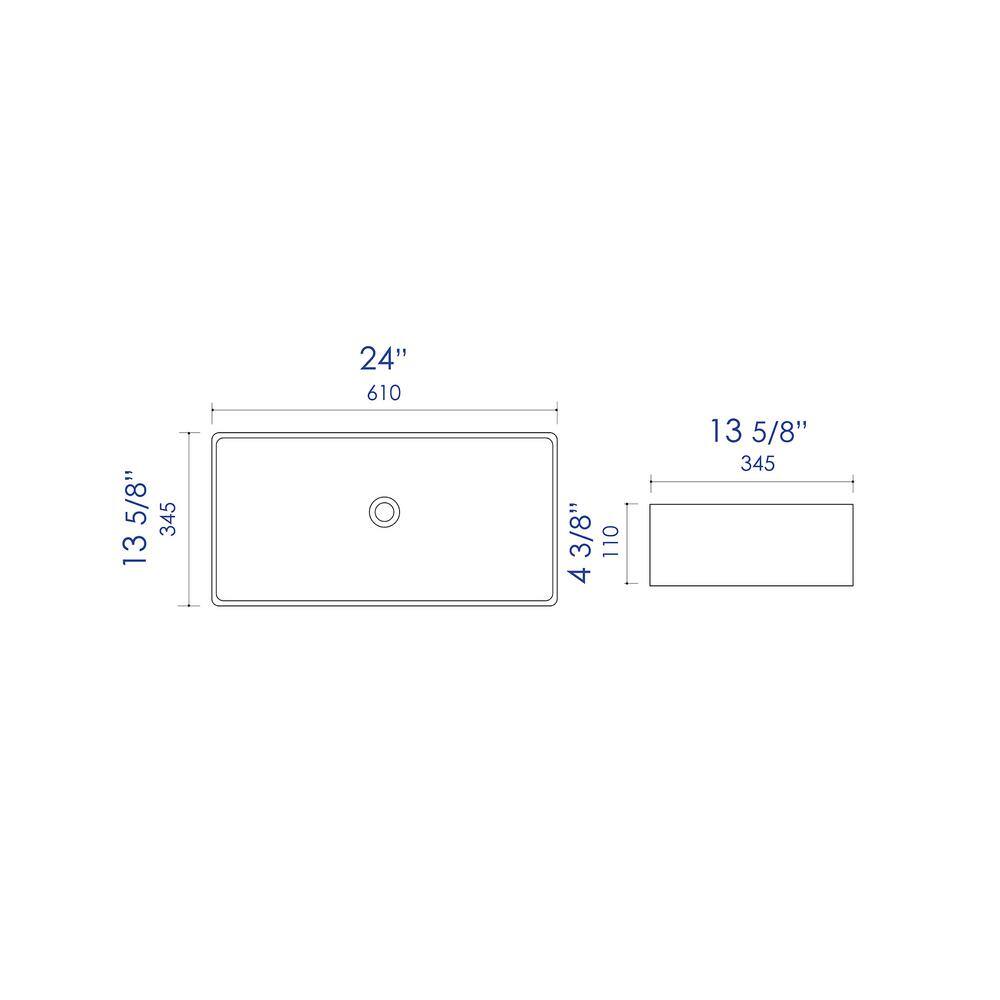White 24" Rectangular Ceramic Above Mount Bathroom Sink