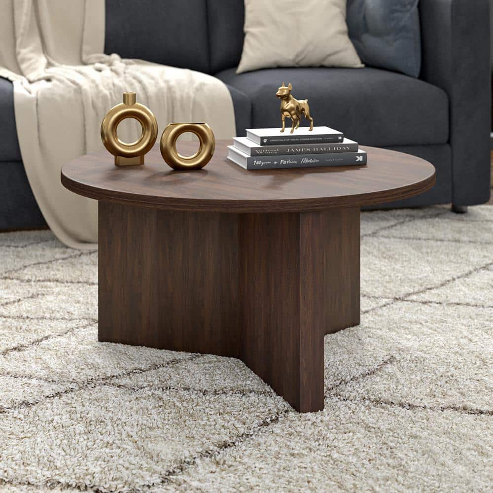 Meyer&Cross Anders 32 in. Alder Brown Round MDF Top Coffee