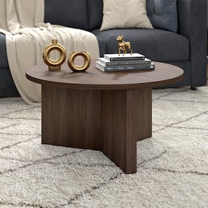 Anders 32 in. Alder Brown Round MDF Top Coffee Table