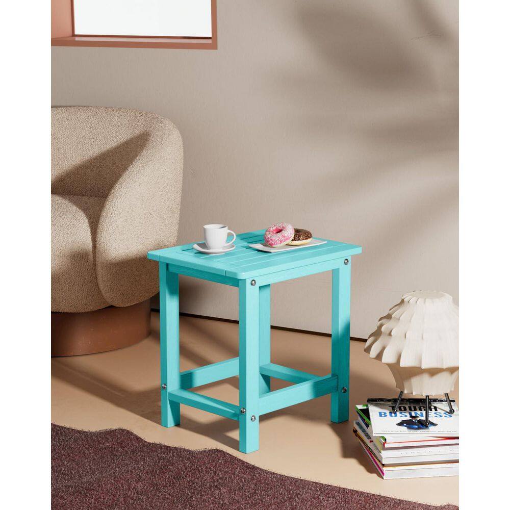 Modern Aruba Blue Eco-Friendly HIPS Plastic Indoor Outdoor Side Table Waterproof and UV Resistant (Set of 2) price history on PriceWatchPro