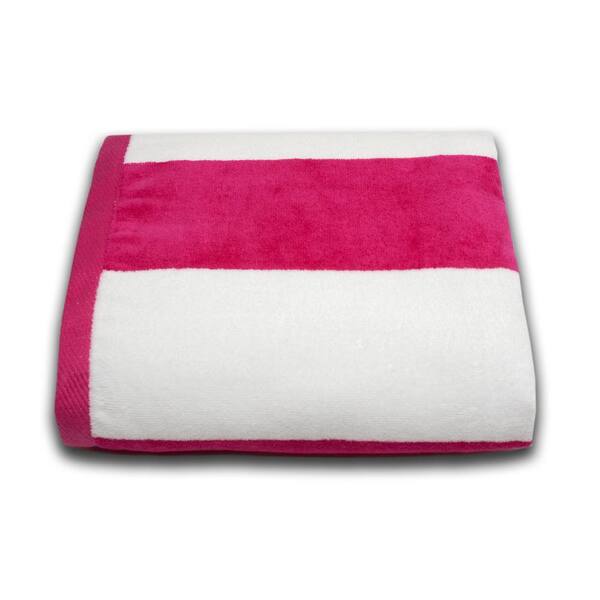 Tropical Cabana Fuchsia Stripe Cotton Single Beach Towel