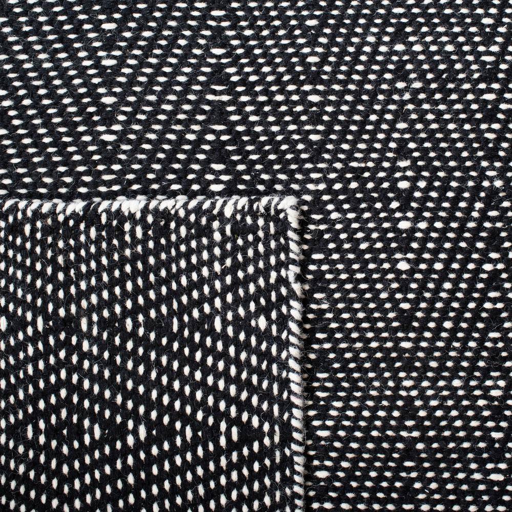 Black and Ivory Handwoven Wool Kilim Area Rug, 5' x 8'