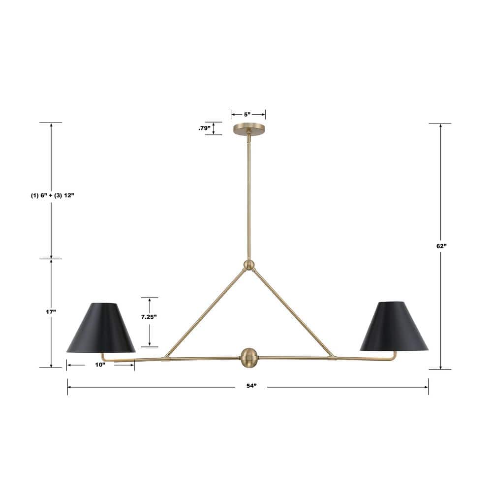 Vibrant Gold and Black Steel 4-Light Chandelier