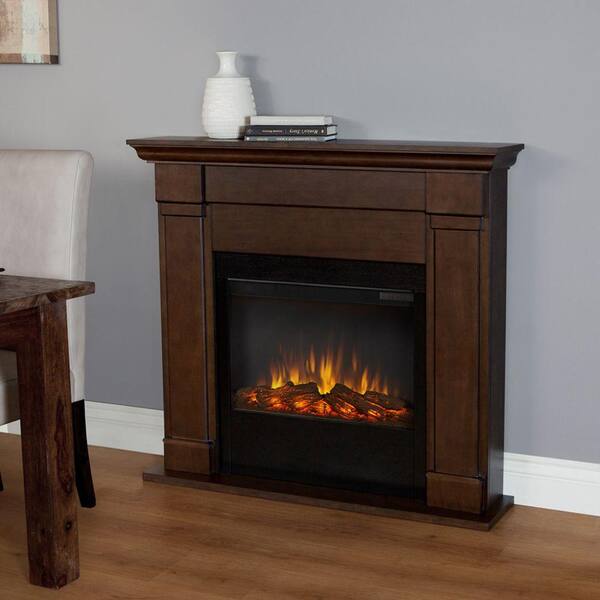 Real Flame Lowry 46 in. Slim-Line Electric Fireplace in Vintage Black Maple