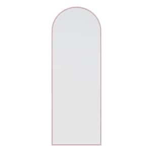 24 in. x 67 in. Arch Leaner Dressing Stainless Steel Framed Wall Mirror in Pink