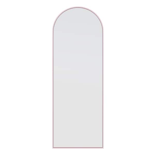 Glass Warehouse 24 in. x 67 in. Arch Leaner Dressing Stainless Steel Framed Wall Mirror in Pink