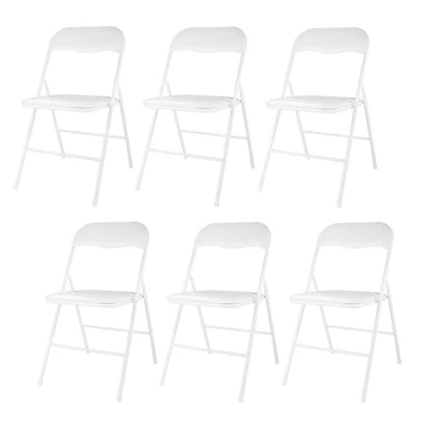 Angel Sar White Plastic Lightweight Folding and Stackable Outdoor Dining Chair (Set of 6)