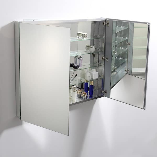 39.50 in. W x 36 in. H x 5 in. D Frameless Recessed or Surface-Mount Bathroom Medicine Cabinet 39.50 in. W x 36 in. H x 5 in. D Frameless Recessed or Surface-Mount Bathroom Medicine Cabinet
