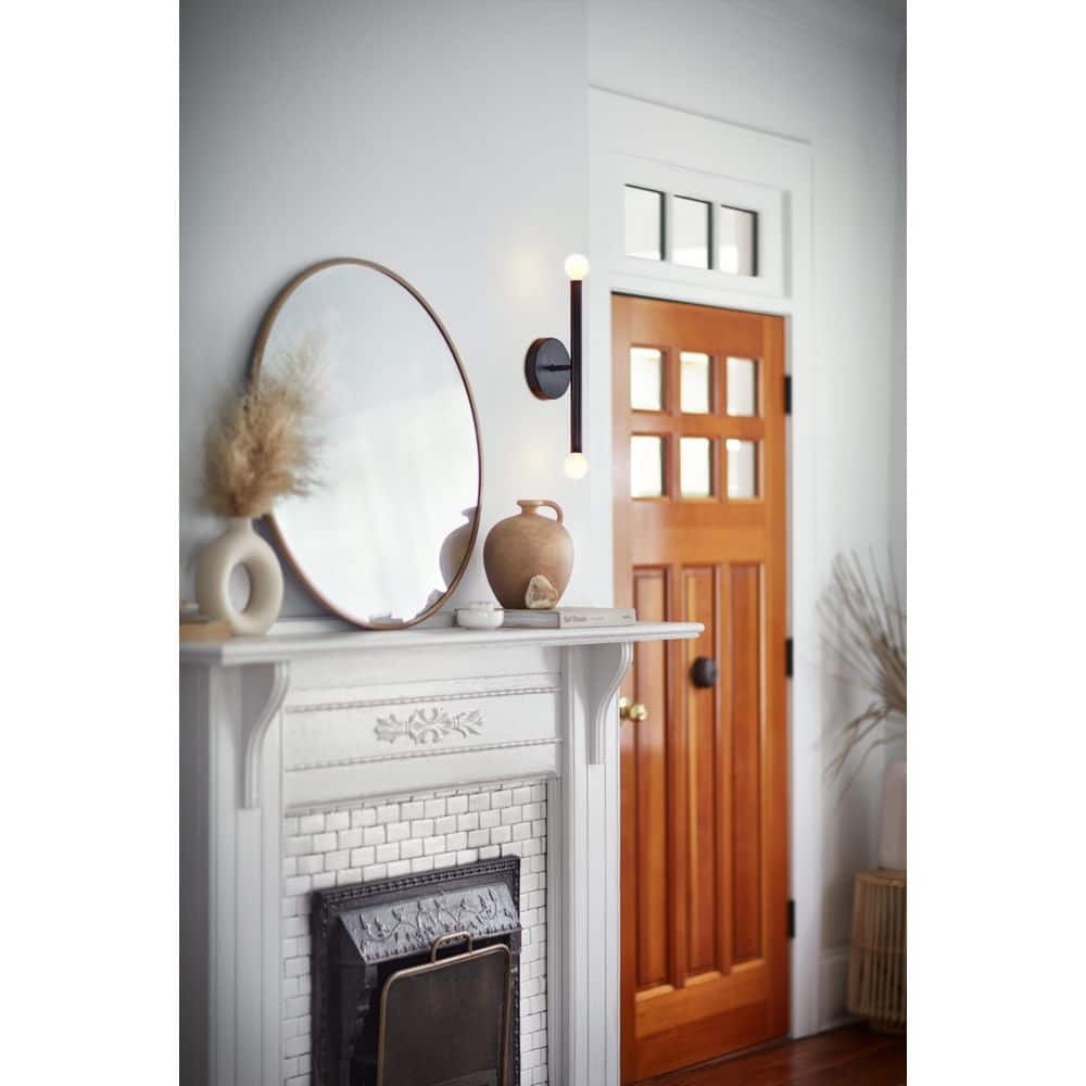 Millie 14" Black Steel Dimmable Cylinder Wall Sconce