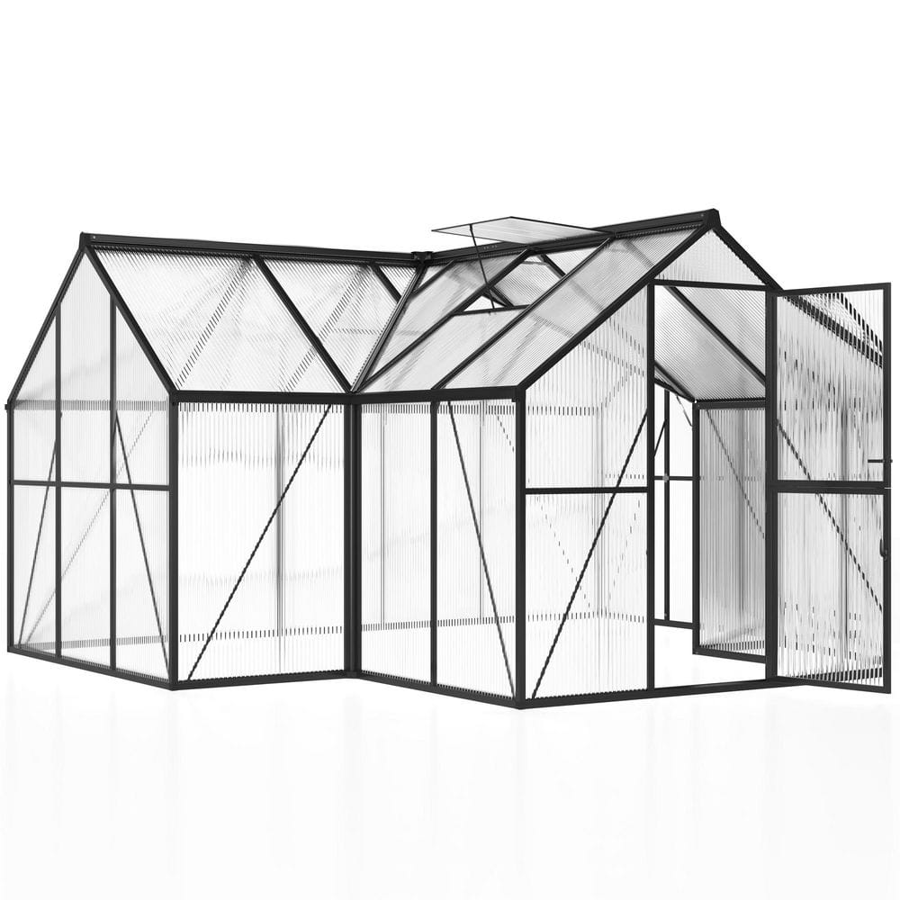 12 ft. W x 12 ft. D Polycarbonate Greenhouse with Ventilated Windows, Quick