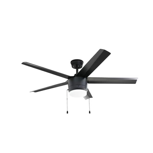 BLUE MOUNTAIN FANS Rockford 52 in. Indoor Matte Black Transitional Ceiling Fan with LED Light Bulbs Included