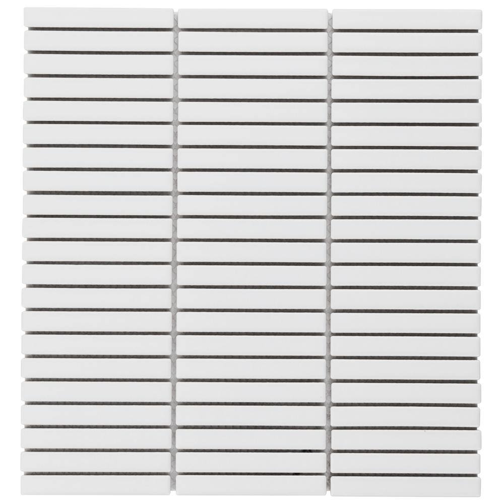 Motif Stacked White Matte 3.73 in. x 0.27 in. Porcelain Mosaic Floor and Wall Tile Sample price history on PriceWatchPro