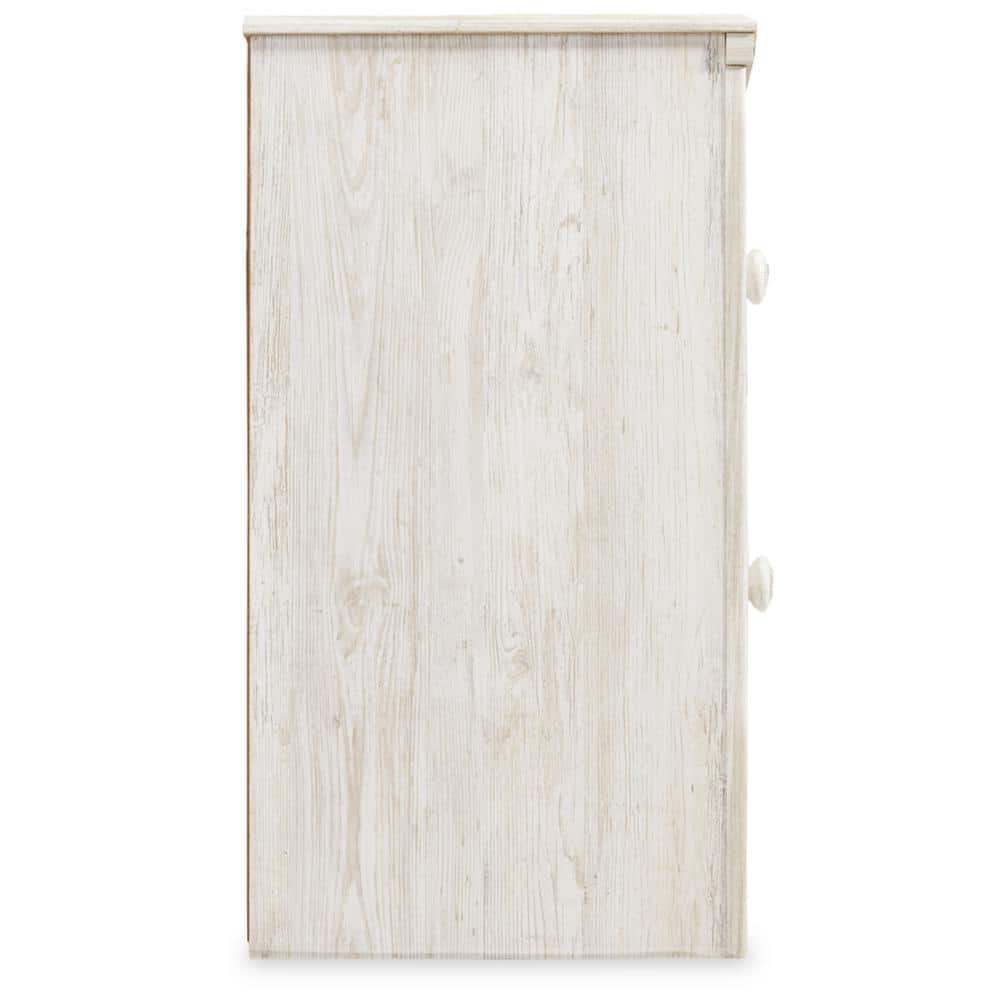 Charming French Country Whitewash 2-Drawer Nightstand with USB Charging
