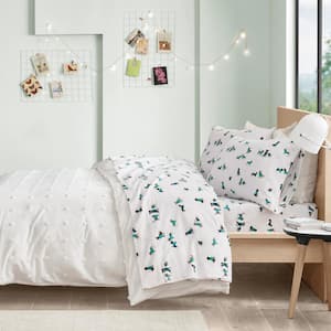 Cozy Soft 3-Piece Teal Dogs Cotton Twin Flannel Printed Sheet Set