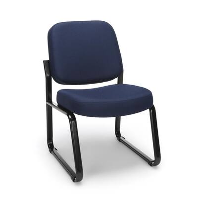 Navy Fabric Armless Guest and Reception Chair