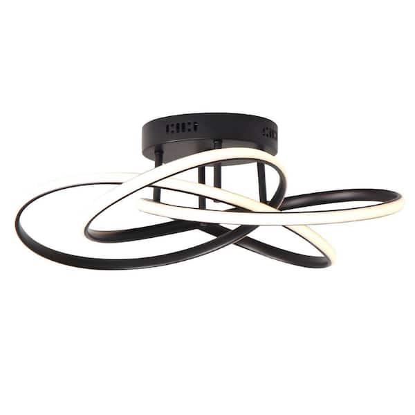 23 in. 1-Light Chrome Integrated LED Triac Dimmable Semi-Flush Mount Ceiling Light for Dining Room Bedroom