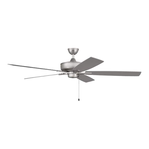 CRAFTMADE Super Pro 60 in. Indoor Dual Mount Heavy-Duty, 3-Speed Reversible Motor Ceiling Fan in Brushed Satin Nickel Finish