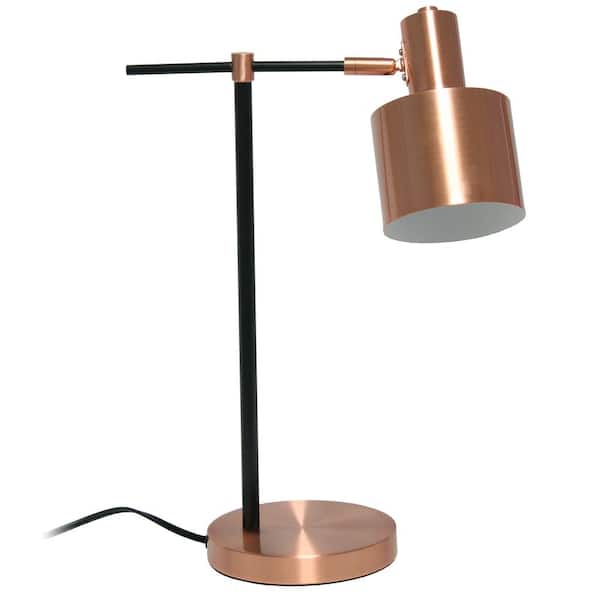 Simple Designs 21.8 in. Rose Gold Metal Table Lamp