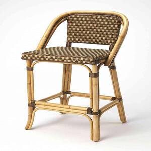 Amelia 40.5 in. H Brown and Beige High Back Rattan Bar Height (28-33 in.) Bar Stool