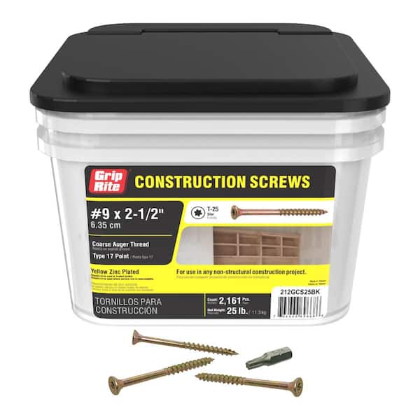 Grip-Rite #9 x 2-1/2 in. Star Drive Dual Flat Head Coarse Thread Construction Screws 25 lb. Box