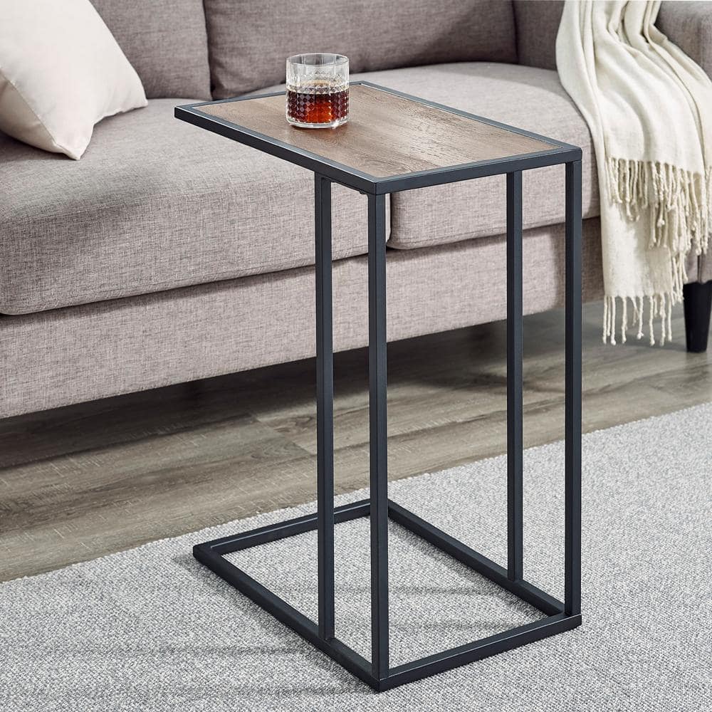 Walker Edison Furniture Company 20 in. Gray Wash Urban Industrial Modern  Contemporary Transitional Asymmetrical Side Accent Table Nightstand  HDF20SCSTGW The Home Depot