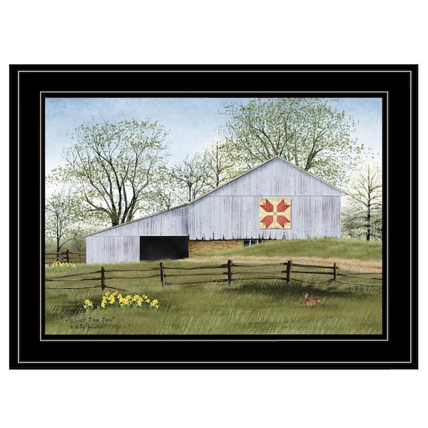 HomeRoots Charlie Tulip Quilt Block Barn 1-Piece Framed Wall Art 15 in. x 19 in.