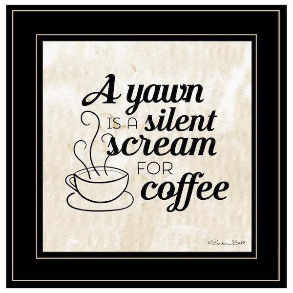 HomeRoots Charlie A Silent Scream for Coffee 1-Piece Framed Wall Art 15 in. x 15 in.