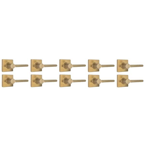 Tonebridge Brushed Gold Hall/Closet Door Lever with Square Rose 10-Pack