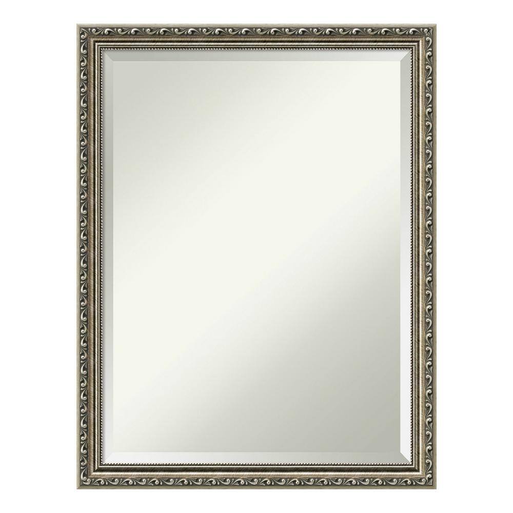 Parisian Silver 20 in. x 26 in. Beveled Rectangle Wood Framed Bathroom Wall