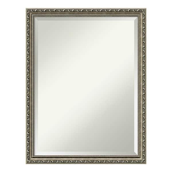 Amanti Art Parisian Silver 20 in. x 26 in. Beveled Rectangle Wood Framed Bathroom Wall Mirror in Silver