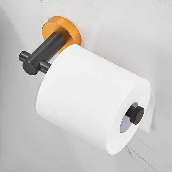 Zalerock Modern 6-Piece Bath Hardware Set with Towel Bar*2, Towel Ring*1, Toilet  Paper Holder*1, Hook*2 in Black and Gold GJ66016 - The Home Depot