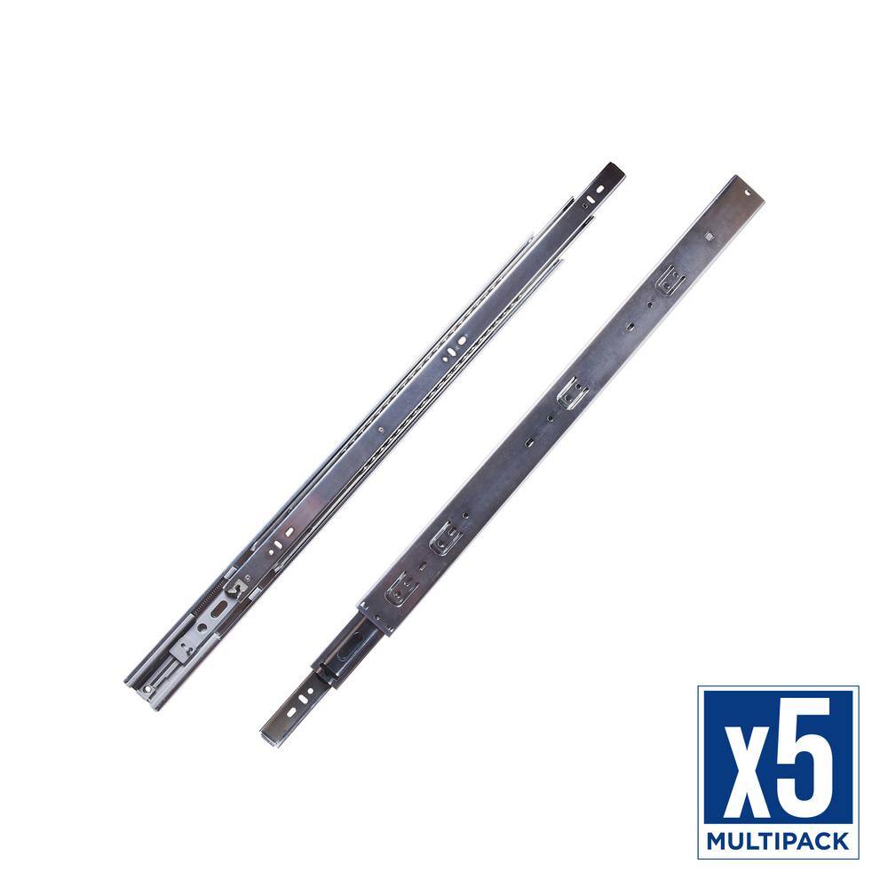 HICKORY HARDWARE 22 in. Cadmium Side Mount Soft Close Full Extension Drawer Slide (Pack of 5