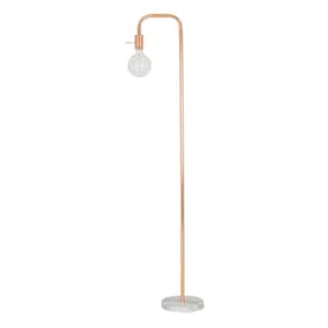 62 in. Rose Gold and White Faux Marble Base Floor Lamp